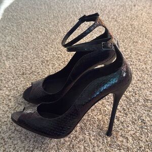 Brian Atwood Leida Black Snake Print Pumps - Size 7.5